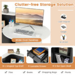 Oval Reception Desk with Adjustable Shelf and Lockable Drawer 63 Oval Reception Desk with Adjustable Shelf and Lockable Drawer
