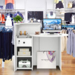 Oval Reception Desk with Adjustable Shelf and Lockable Drawer 69 Oval Reception Desk with Adjustable Shelf and Lockable Drawer