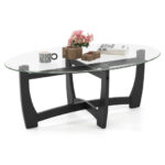 Modern Oval Coffee Table with Glass Top and Wooden Base 11 Modern Oval Coffee Table with Glass Top and Wooden Base
