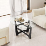 Modern Oval Coffee Table with Glass Top and Wooden Base 13 Modern Oval Coffee Table with Glass Top and Wooden Base