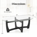 Modern Oval Coffee Table with Glass Top and Wooden Base 12 Modern Oval Coffee Table with Glass Top and Wooden Base