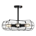 Ozzy Antique Finish Vintage Industrial Cage Ceiling Fan Light