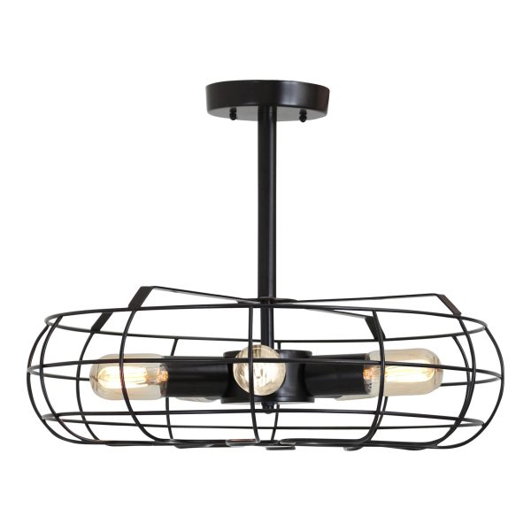 Ozzy Antique Finish Vintage Industrial Cage Ceiling Fan Light 1