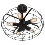 Ozzy Antique Finish Vintage Industrial Cage Ceiling Fan Light