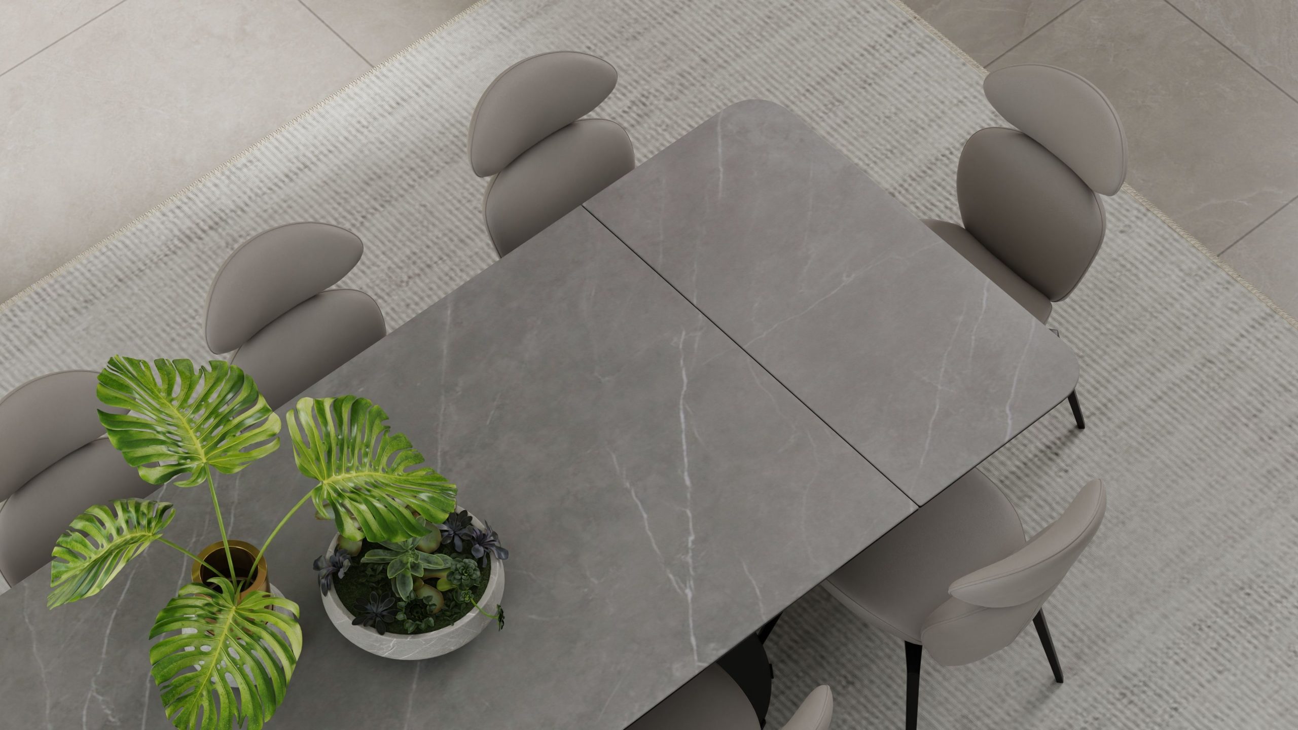 PALAZZO Grey Ceramic Double Extension Dining Table 5 PALAZZO Grey Ceramic Double Extension Dining Table - Image 5