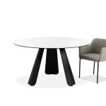 PALAZZO Round White Ceramic Top Dining Table Black Steel Base 8 PALAZZO Round White Ceramic Top Dining Table Black Steel Base