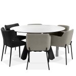 PALAZZO Round White Ceramic Top Dining Table Black Steel Base 10 PALAZZO Round White Ceramic Top Dining Table Black Steel Base