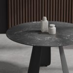 PALAZZO Slate Grey Ceramic Round Dining Table Black Steel