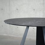 PALAZZO Slate Grey Ceramic Round Dining Table Black Steel