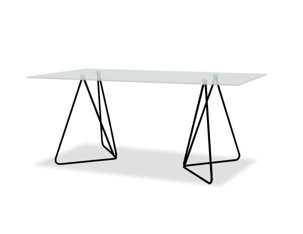 PAPILLON Dining Table Clear Glass Black Base 2