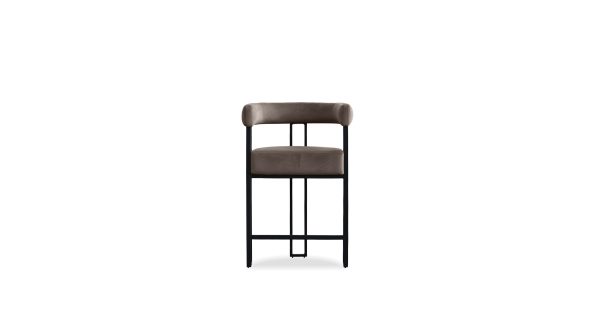 PARAH Bruna Fabric Black Steel Counter Stool 1 2
