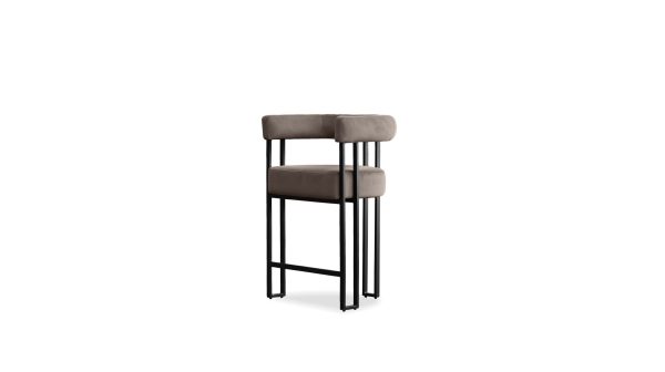 PARAH Bruna Fabric Black Steel Counter Stool 7