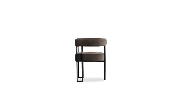 PARAH Bruna Fabric Dining Armchair Black Steel Base 2 2