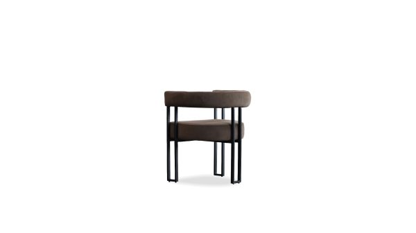 PARAH Bruna Fabric Dining Armchair Black Steel Base 3 2