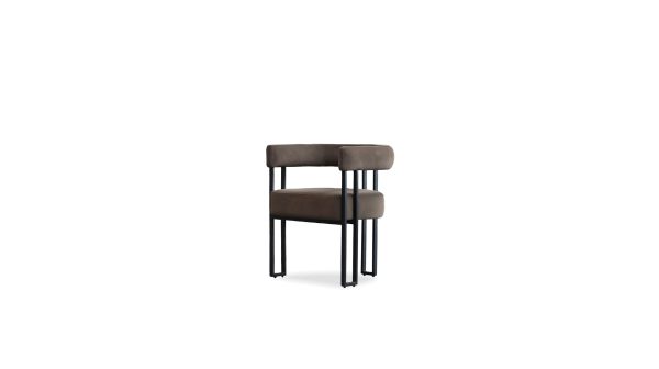 PARAH Bruna Fabric Dining Armchair Black Steel Base 7
