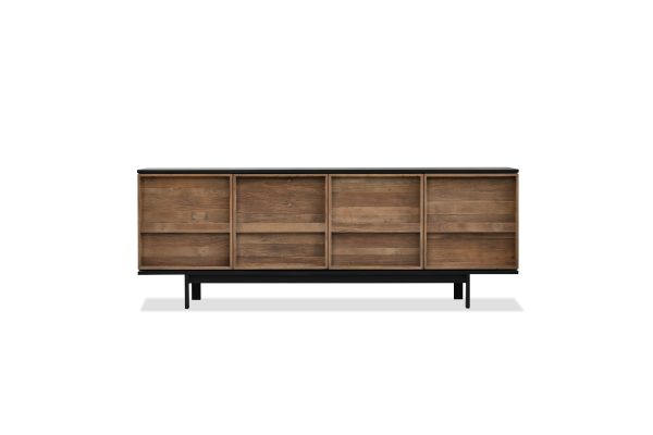 PASSAGE Matte Black Sideboard with Reclaimed Elm Doors 1 2