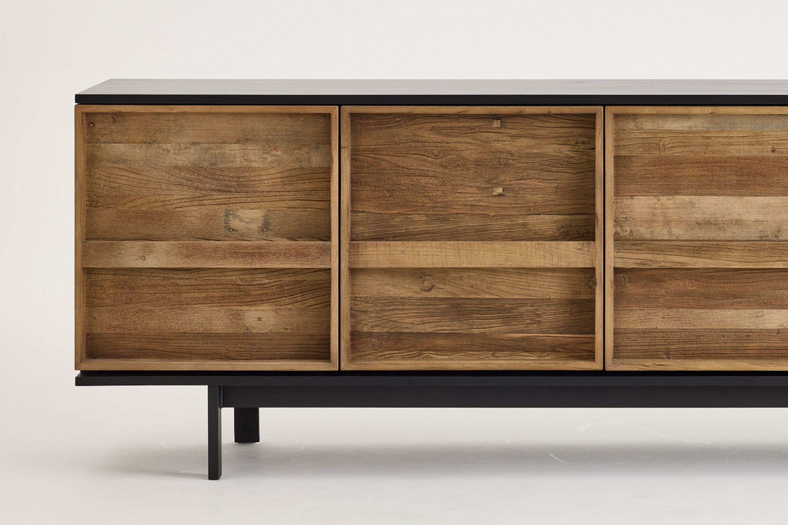 PASSAGE Matte Black Sideboard with Reclaimed Elm Doors 4 PASSAGE Matte Black Sideboard with Reclaimed Elm Doors - Image 4