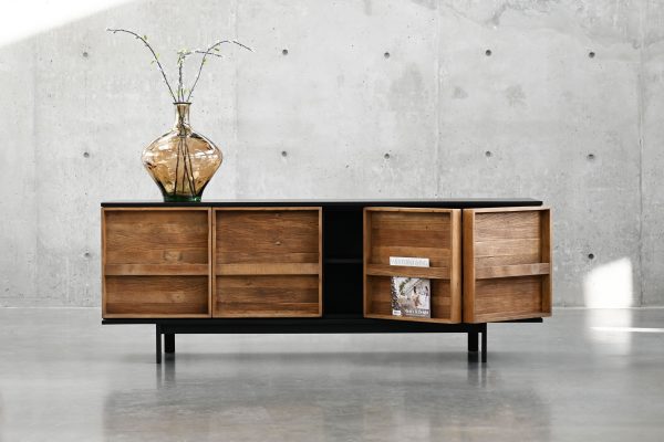 PASSAGE Matte Black Sideboard with Reclaimed Elm Doors 5 2