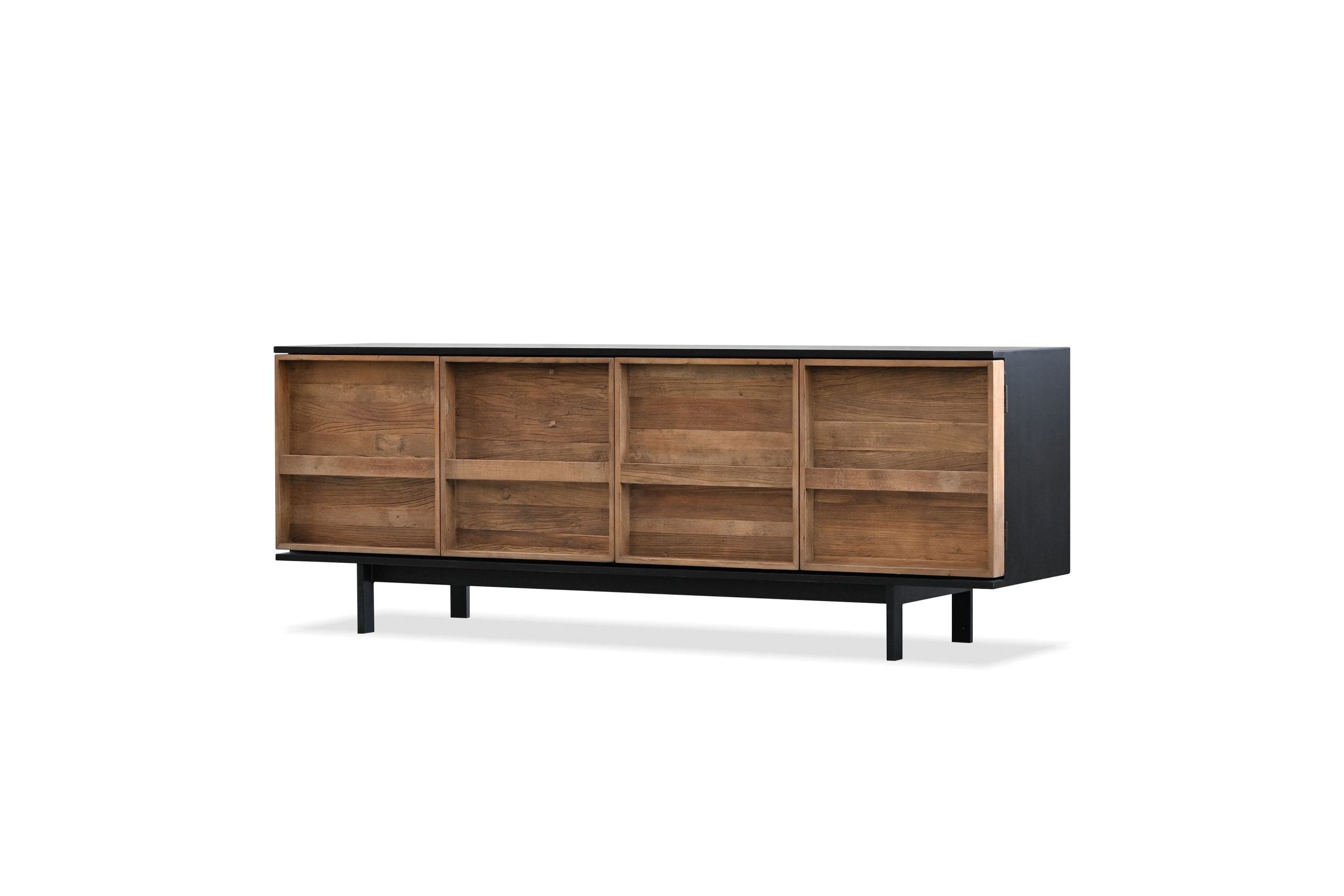 PASSAGE Matte Black Sideboard with Reclaimed Elm Doors 1 PASSAGE Matte Black Sideboard with Reclaimed Elm Doors
