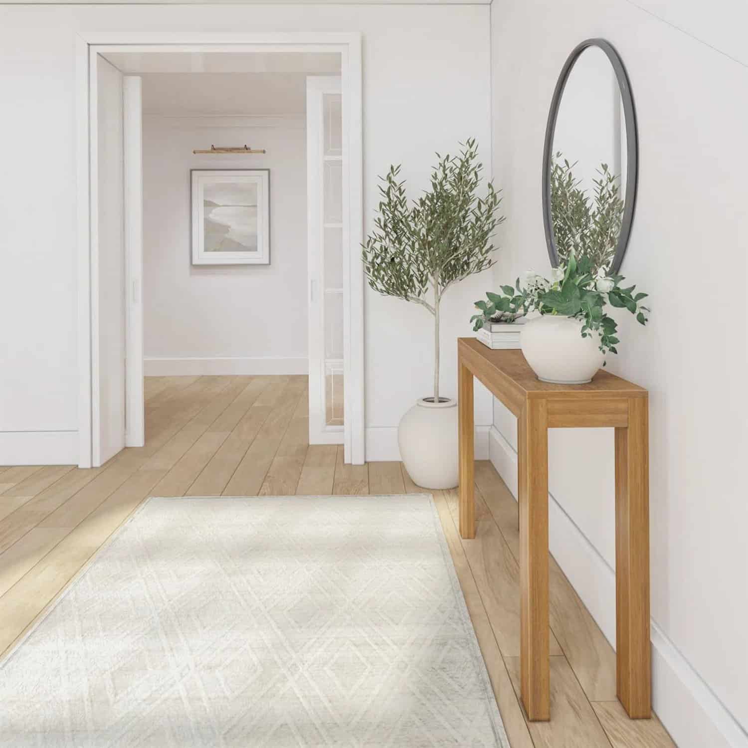 Solid Wood Modern Console Table in Medium Brown Pecan Finish 3 Solid Wood Modern Console Table in Medium Brown Pecan Finish - Image 3