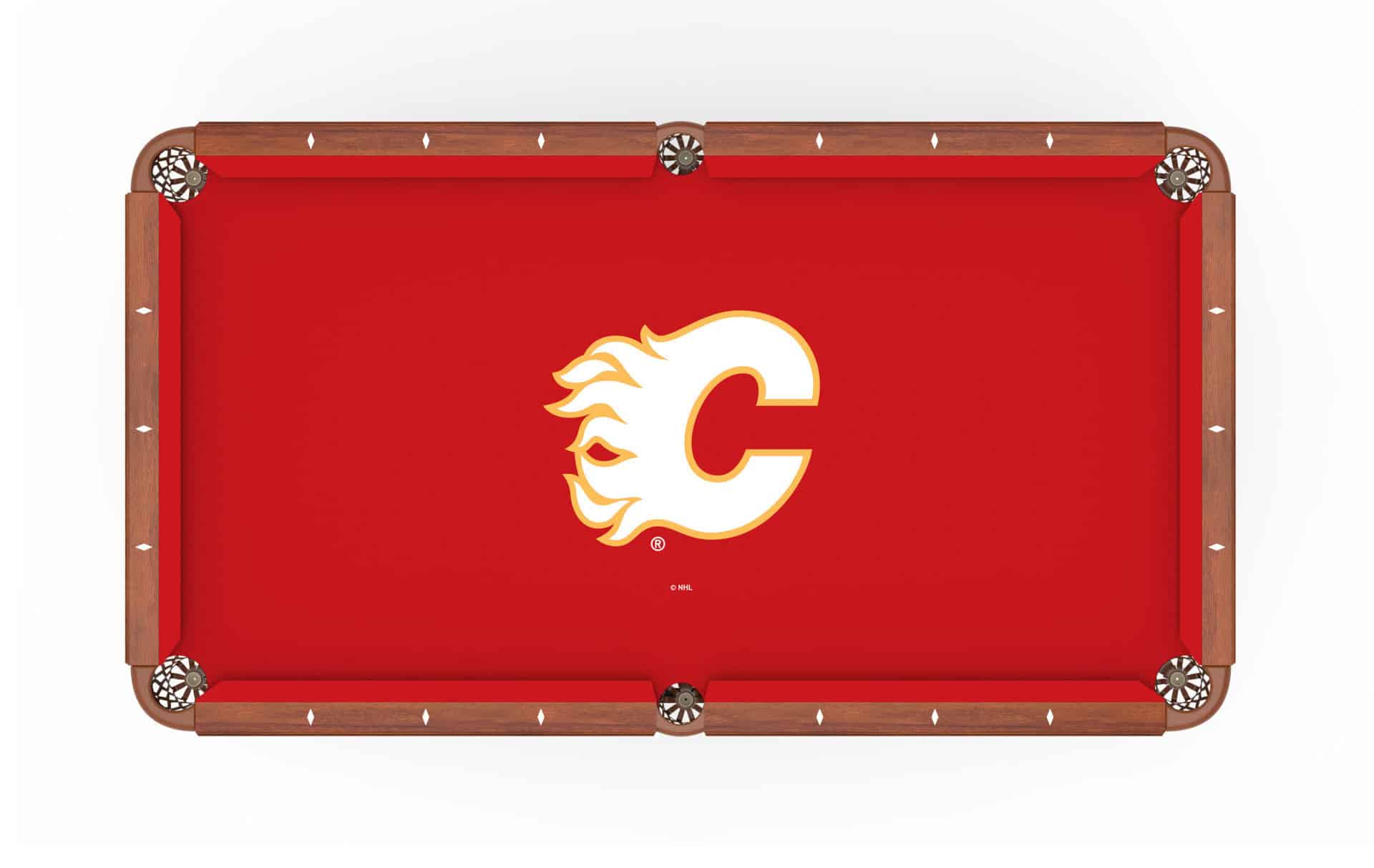 Calgary Flames Pool Table with Chardonnay Finish and Tapered Leg 12 Calgary Flames Pool Table with Chardonnay Finish and Tapered Leg