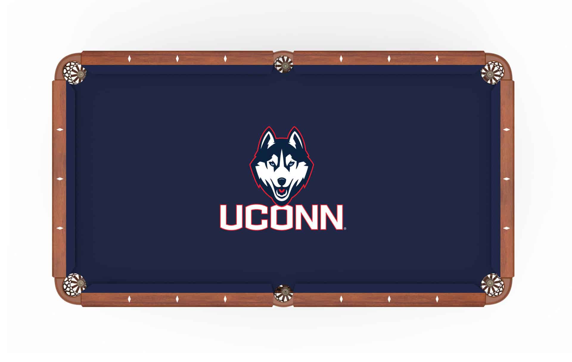 University of Connecticut Pool Table with Navajo Finish and Tapered Leg 12 University of Connecticut Pool Table with Navajo Finish and Tapered Leg