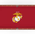 Marine Corps (Red/Yellow) Pool Table with Chardonnay Finish and Tapered Leg 12 Marine Corps (Red/Yellow) Pool Table with Chardonnay Finish and Tapered Leg
