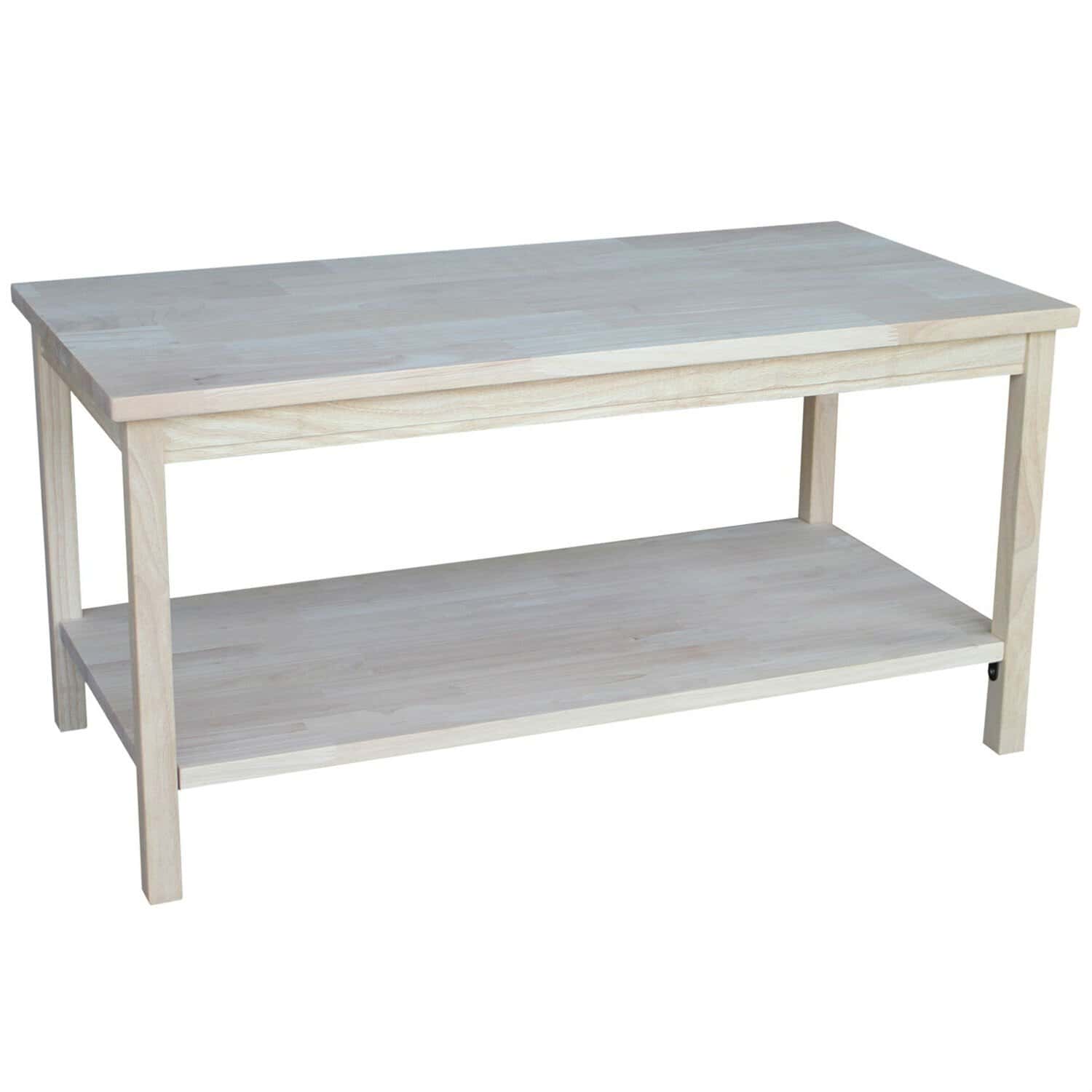 Unfinished Solid Wood Coffee Table with Bottom Shelf 1 Unfinished Solid Wood Coffee Table with Bottom Shelf