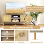 Rattan Media Console Table with Cabinets and Open Shelves 13 Rattan Media Console Table with Cabinets and Open Shelves