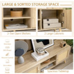 Rattan Media Console Table with Cabinets and Open Shelves 14 Rattan Media Console Table with Cabinets and Open Shelves