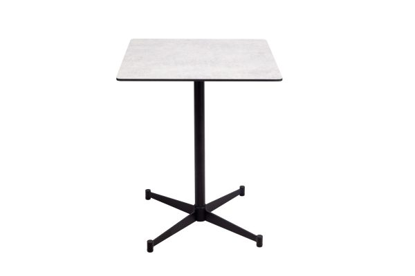 PINTO Grey Melamine Indoor Outdoor Dining Table Black Steel Base 2 2