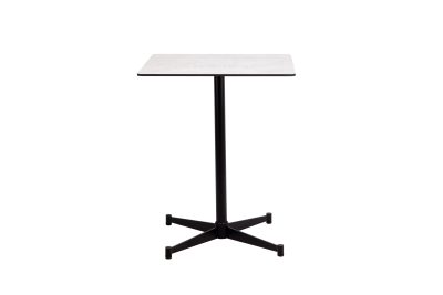 PINTO Grey Melamine Indoor Outdoor Dining Table Black Steel Base