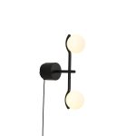 PLUTO Black Wall Lamp with White Glass