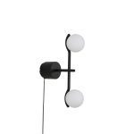 PLUTO Black Wall Lamp with White Glass