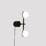 PLUTO Black Wall Lamp with White Glass