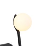 PLUTO Black Wall Lamp with White Glass