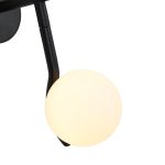 PLUTO Black Wall Lamp with White Glass