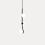 PLUTO Pendant Lamp White Glass Black Frame