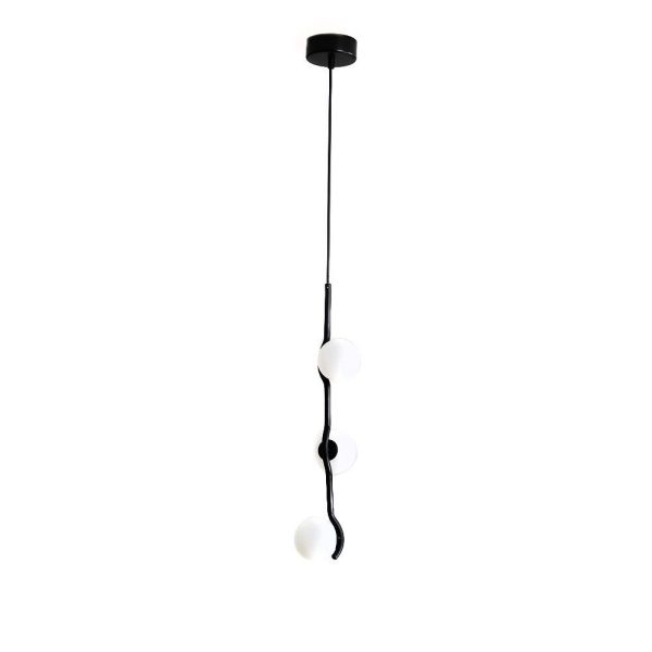 PLUTO Pendant Lamp White Glass Black Frame 3