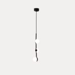 PLUTO Pendant Lamp White Glass Black Frame
