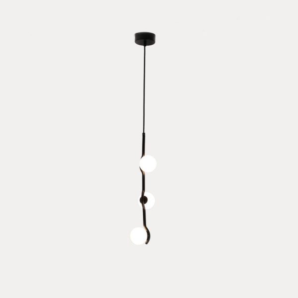 PLUTO Pendant Lamp White Glass Black Frame 4