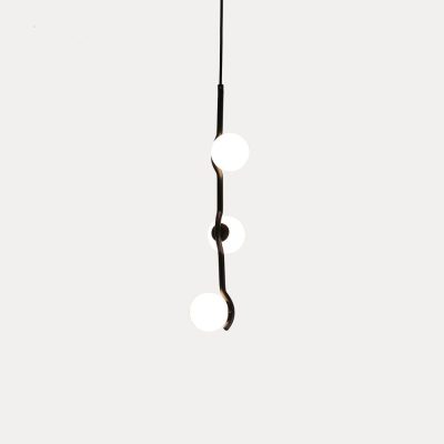 PLUTO Pendant Lamp White Glass Black Frame