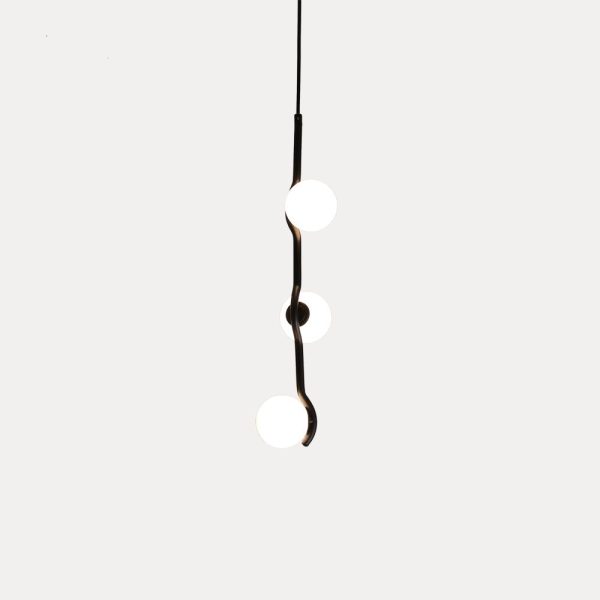 PLUTO Pendant Lamp White Glass Black Frame