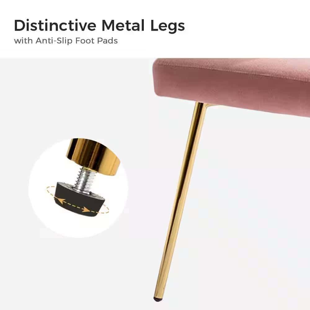 Pink Velvet Wingback Side Chair with Gold Metal Legs 4 Pink Velvet Wingback Side Chair with Gold Metal Legs - Image 4