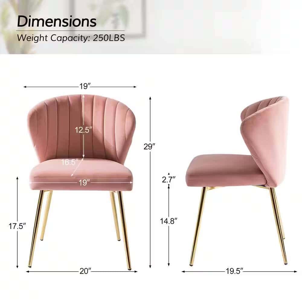 Pink Velvet Wingback Side Chair with Gold Metal Legs 5 Pink Velvet Wingback Side Chair with Gold Metal Legs - Image 5