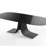 PONZA Black Modern Melt Glass Oval Dining Table