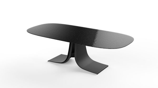 PONZA Black Modern Melt Glass Oval Dining Table 1 2