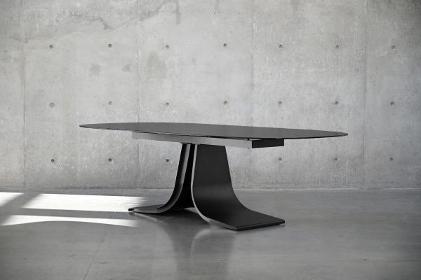 PONZA Black Modern Melt Glass Oval Dining Table 2 2