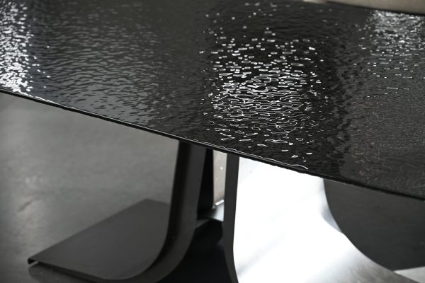 PONZA Black Modern Melt Glass Oval Dining Table 5 2