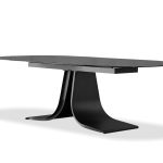 PONZA Black Modern Melt Glass Oval Dining Table